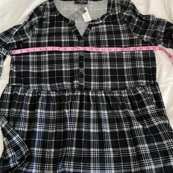 Lane Bryant plaid babydoll top, size 18-20, swing collection, black&white(NWT) - Picture 11 of 12